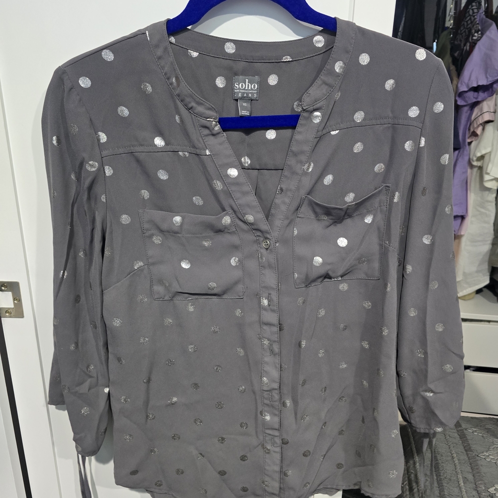 Soho Charcoal Polka Dot Blouse